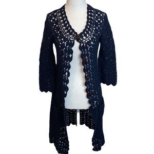 Diane Von Furstenberg crochet cardigan duster. Size small